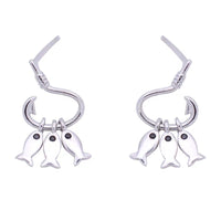 Unique 3 little fish Dangle charms on hook earrings