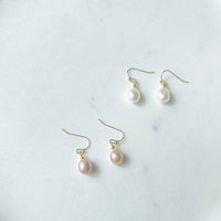 Medium size handmade Fresh water pearl 14t gold plated drop earrings