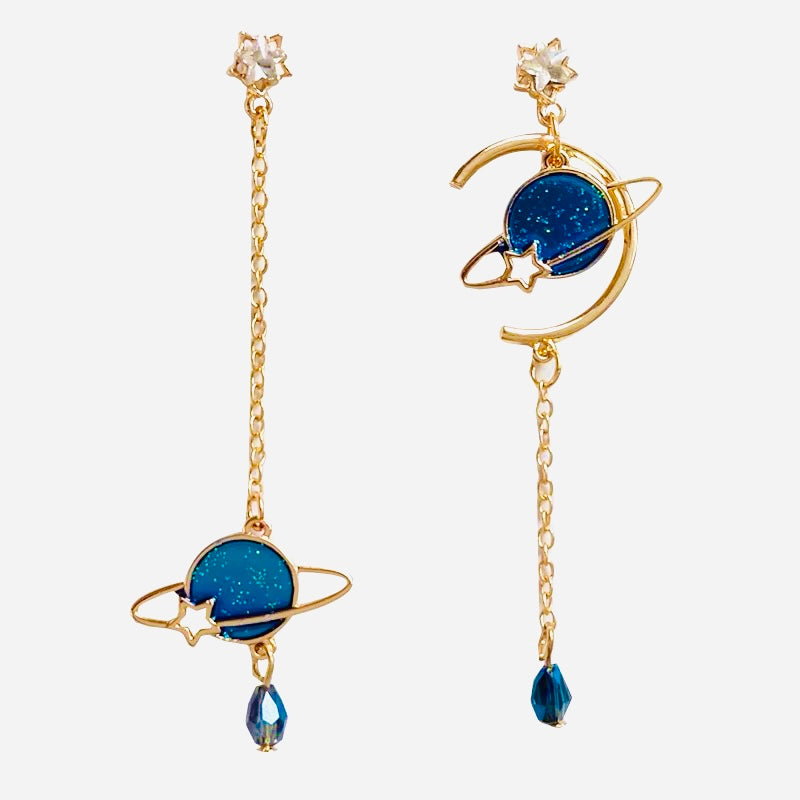 Space odd pair drop earrings