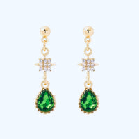 Green Droplet & Star Earrings