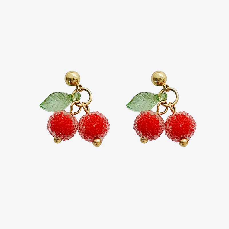 Sugar coated cherry drop earrings