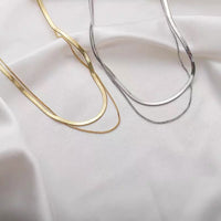 2 Layer titanium-steel necklace in gold or silver
