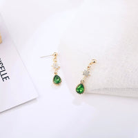 Green Droplet & Star Earrings