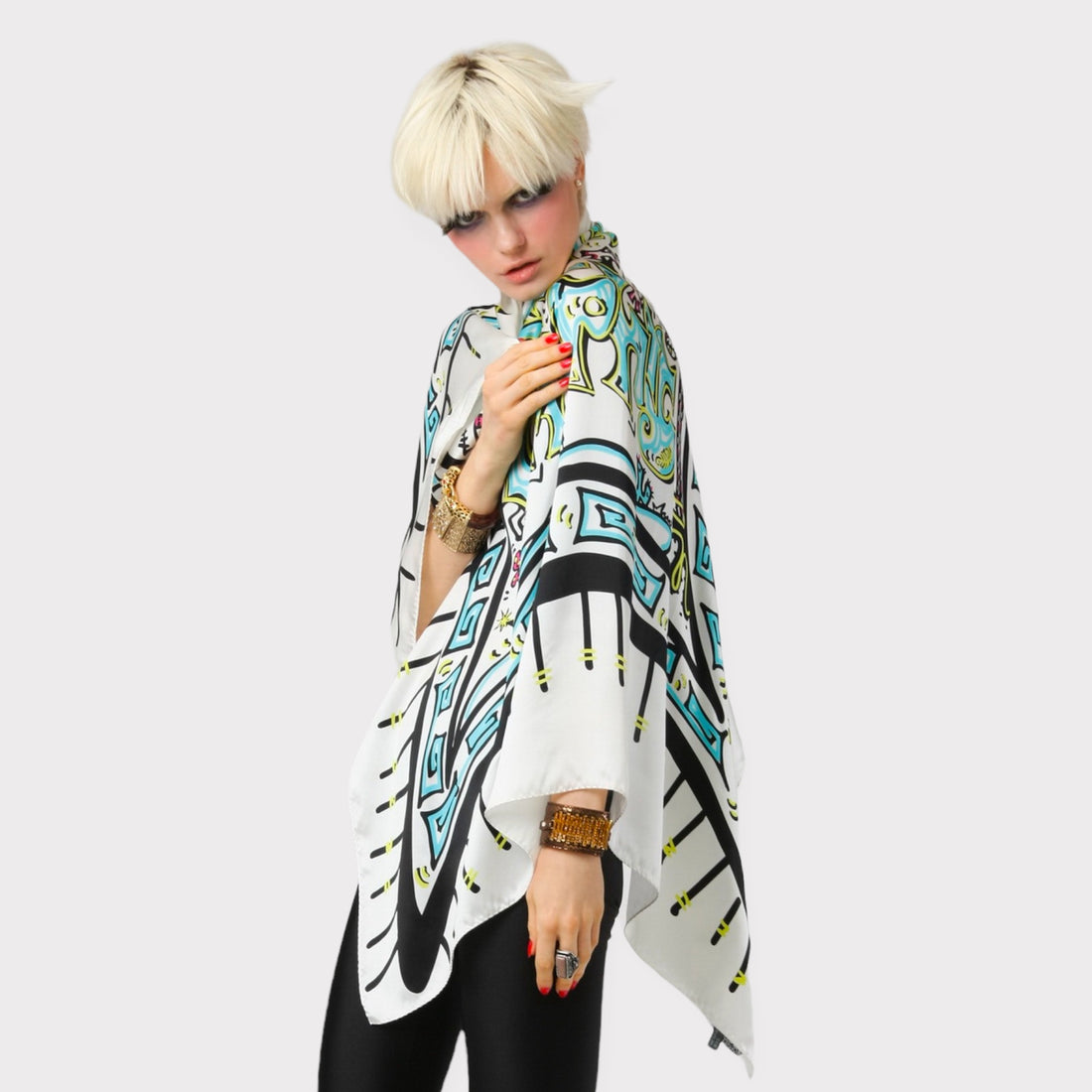 multi-coloured oversized silk scarf: Scarf on Scarf