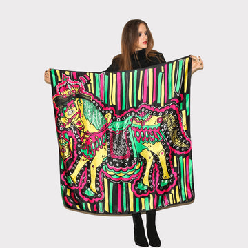 multi-coloured oversized silk scarf: Merry go Round