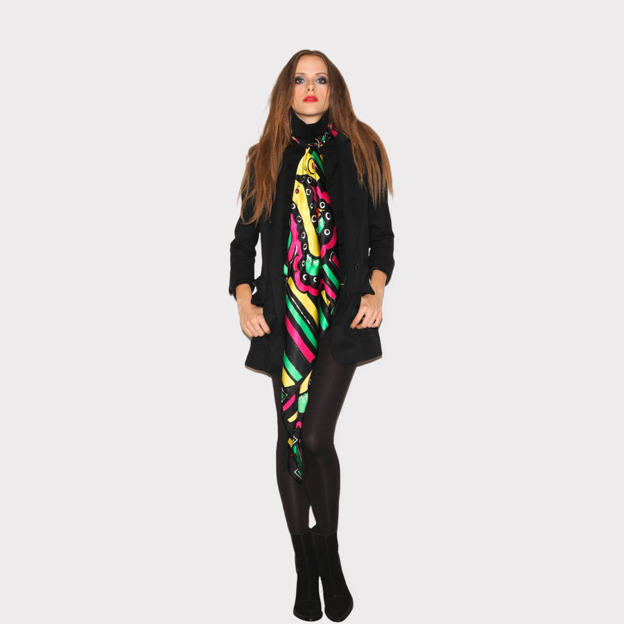multi-coloured oversized silk scarf: Merry go Round