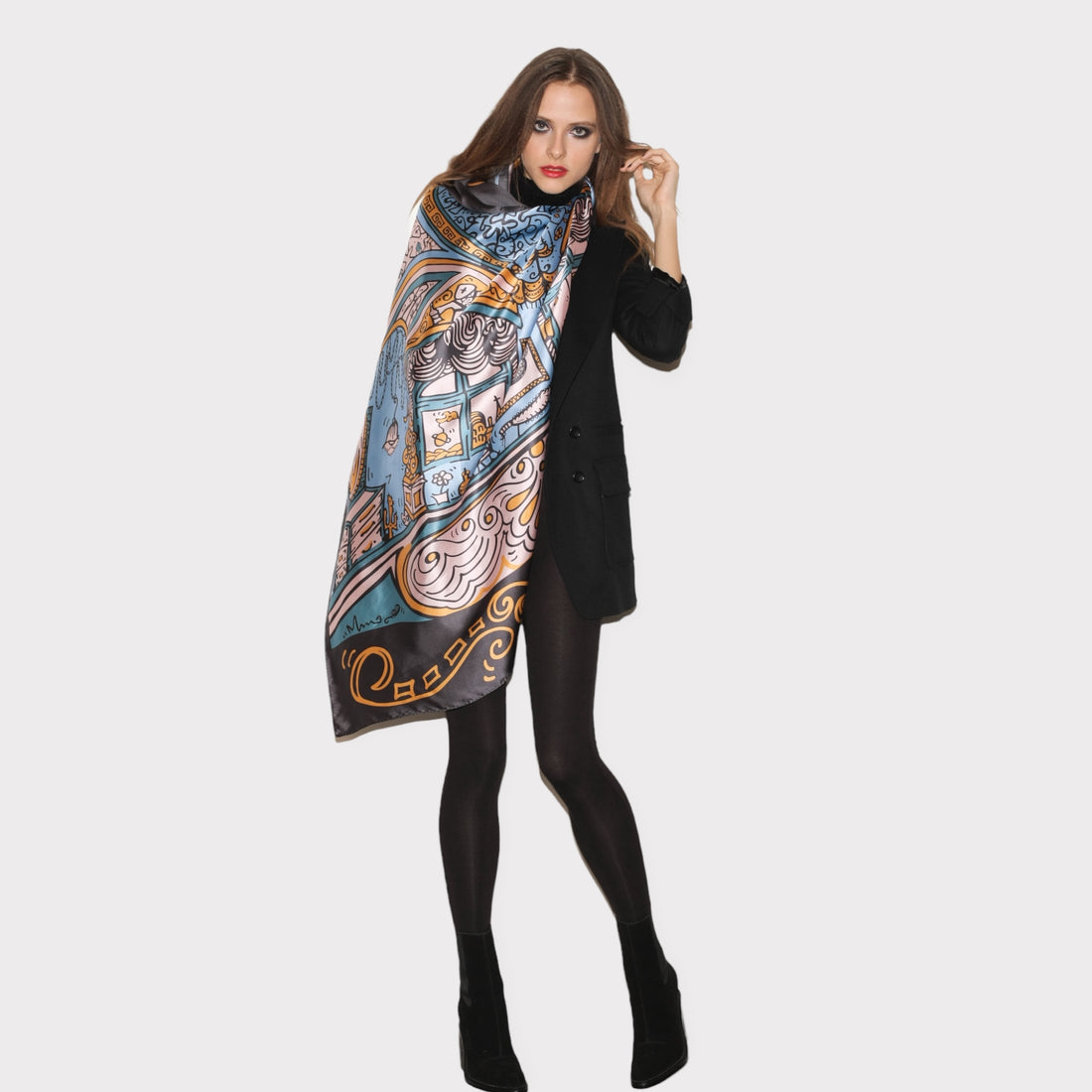 oversized silk scarf in pastel colour