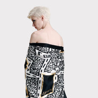 classic black and white with gold foil oversized silk