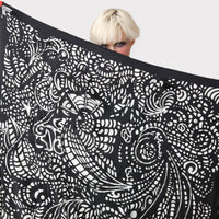 black and white hidden ram graphic silk scarf with silver foil