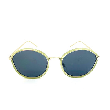 clear green sunglasses with dark tinted lens in silver