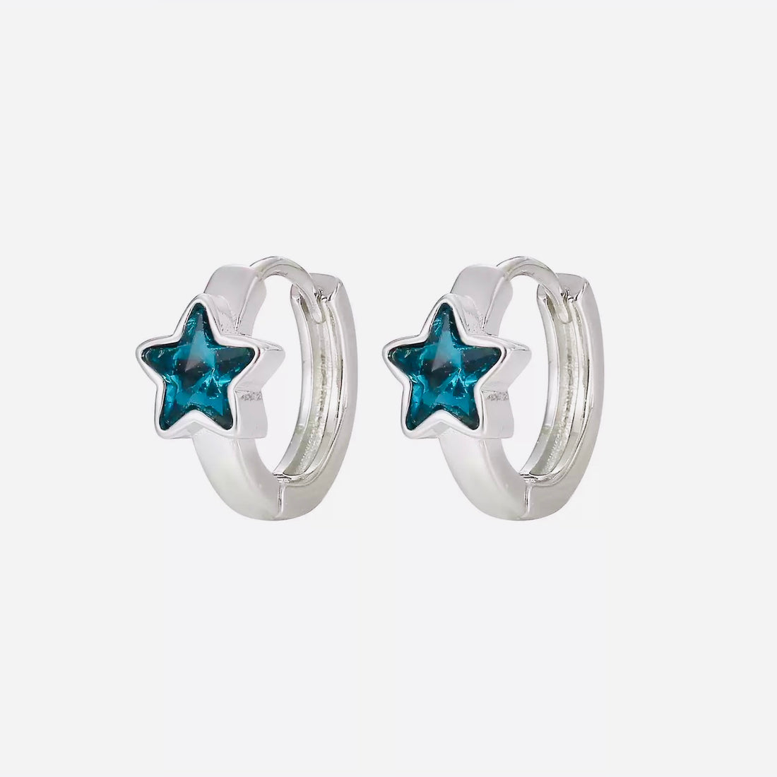 Silver hoop with blue star
