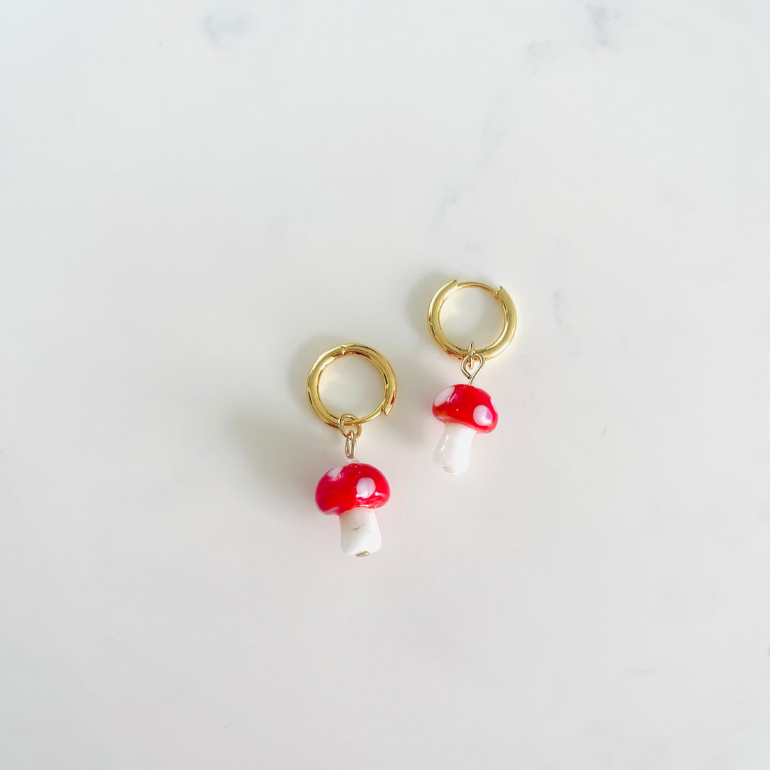 Glass Mushroom Huggie Earrings