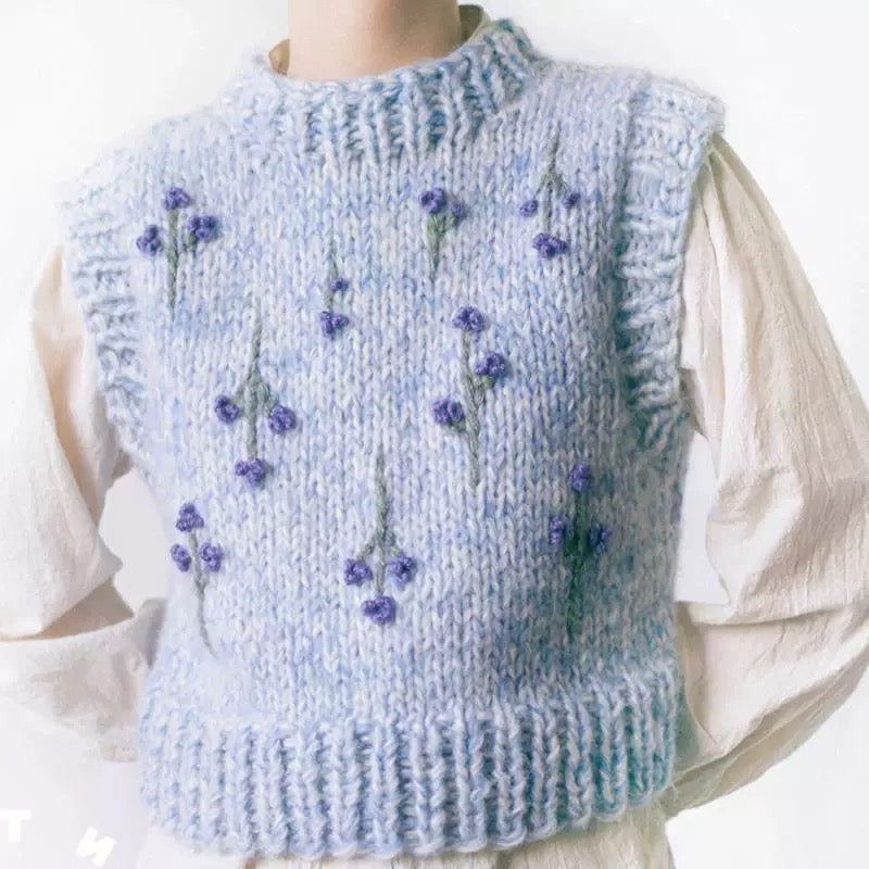 Cute purple embroidered floral vest