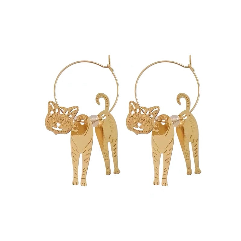Cat Hoop Earrings