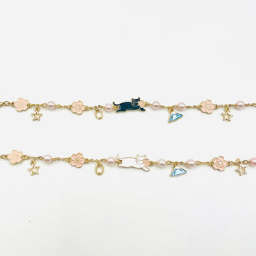 Mt. Fuji & cat charm bracelet