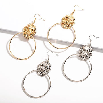 Lionhead Doorknocker Earrings - Silver / Gold