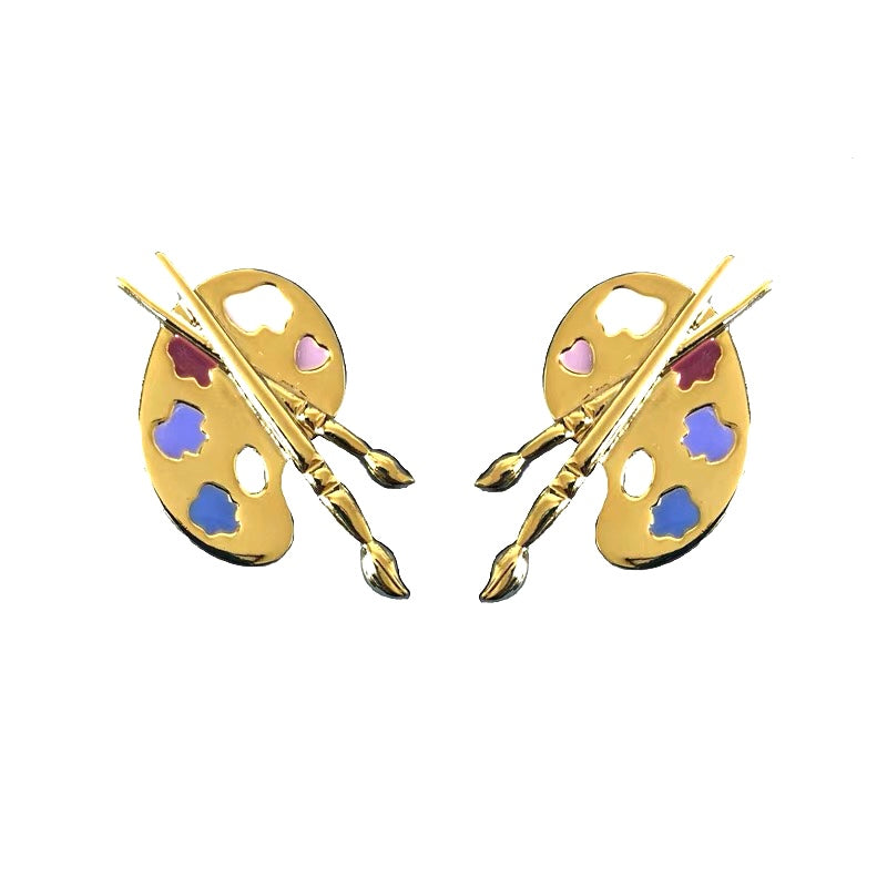 Paint Palette Earrings - Silver / Gold
