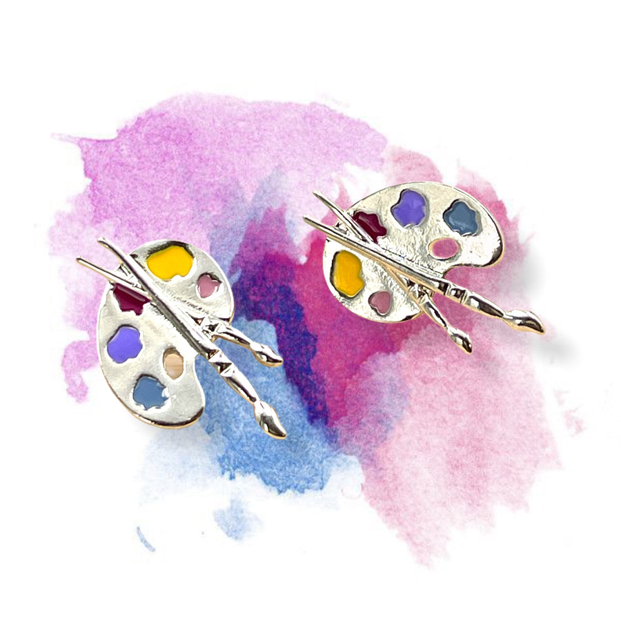 Paint Palette Earrings - Silver / Gold