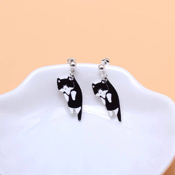 Hanging Cat Earrings- Silver / Gold