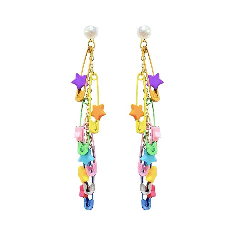 Safety-Pin Star Earrings