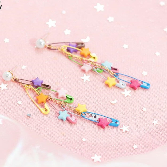 Safety-Pin Star Earrings