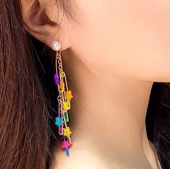 Safety-Pin Star Earrings