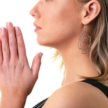 Iconic gratitude symbolic drop earrings in gold or silver tone