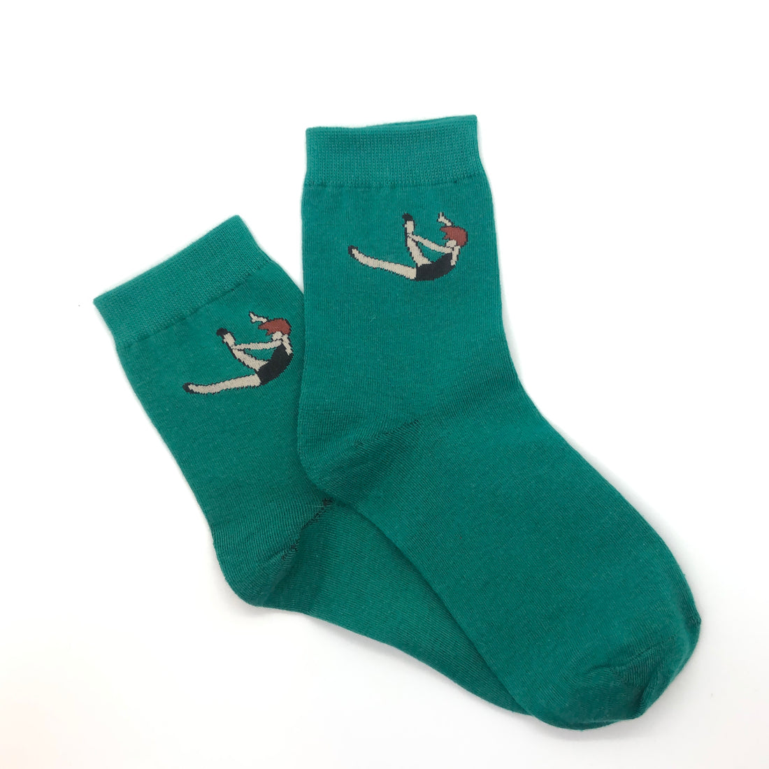 Green Socks with funky high jump  Gymnastic graphic