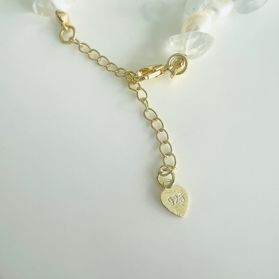 Handmade fresh water pearl & moonstone adjustable bracelet