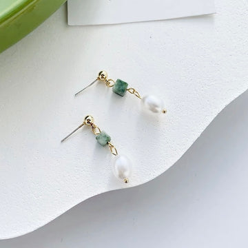 Handmade Stone cube earrings