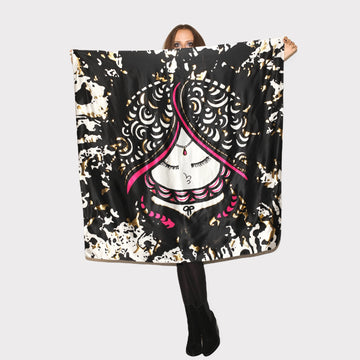 white and black and gold foil oversized scarf