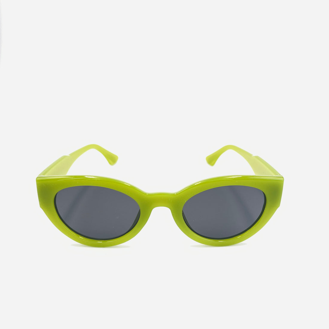 oversized slim cat eye sunglasses in lime green